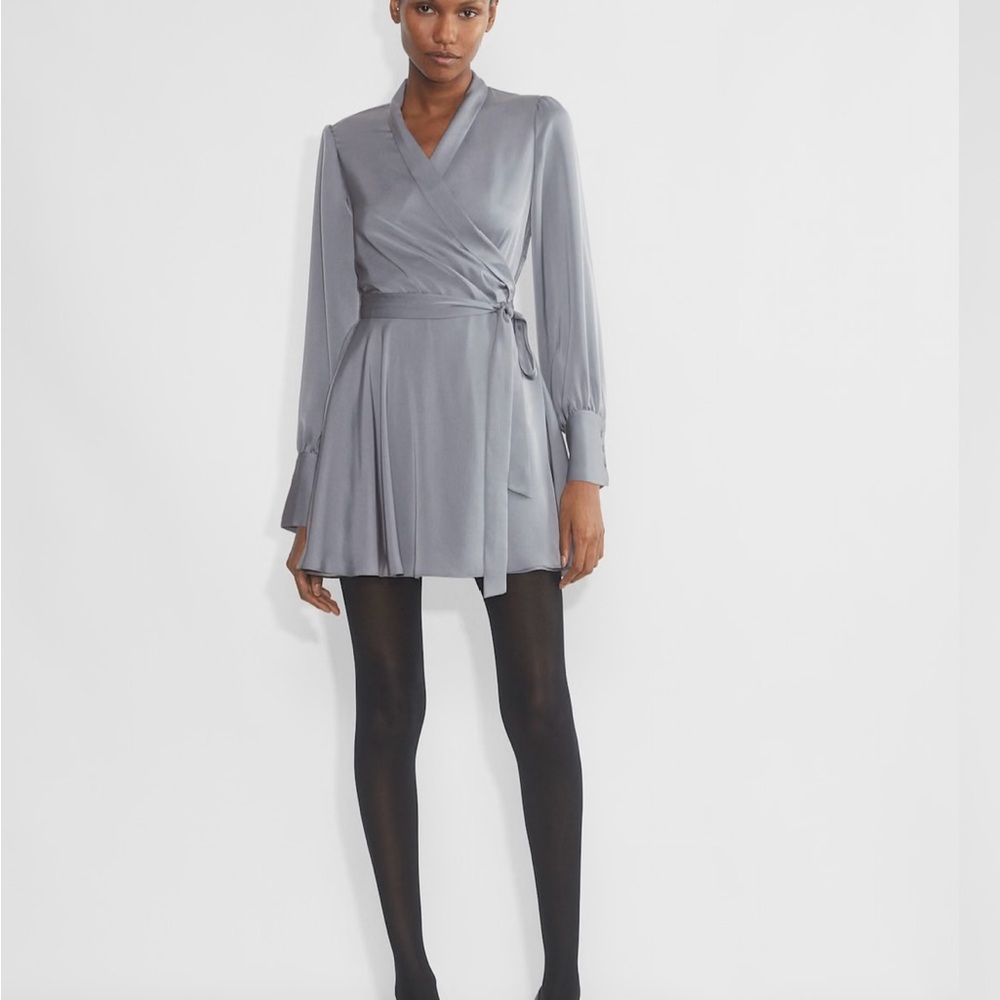 Aritzia Blue Mini Dress wrap satin
